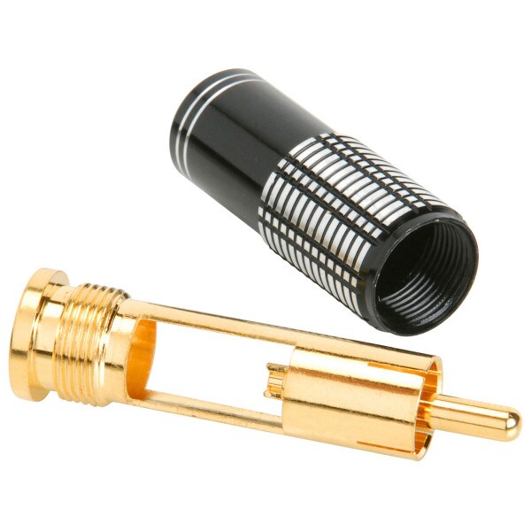 Main product image for Gold RCA Super Plug Black 8mm Cable Entry 091-050